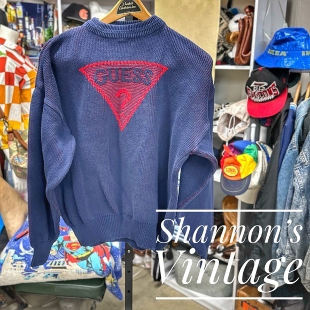 Guess by Georges Marciano VNTG 80s made in USA sz large logo knit sweater A12